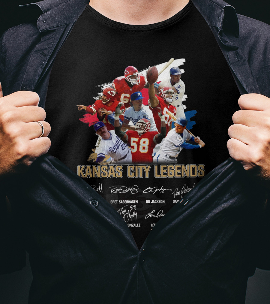 Kansas City Legends George Brett Bret Saberhagen Bo Jackson Dan Quisenberry Derrick Thomas Tony Gonzalez Len Dawson Will Shields T-Shirt