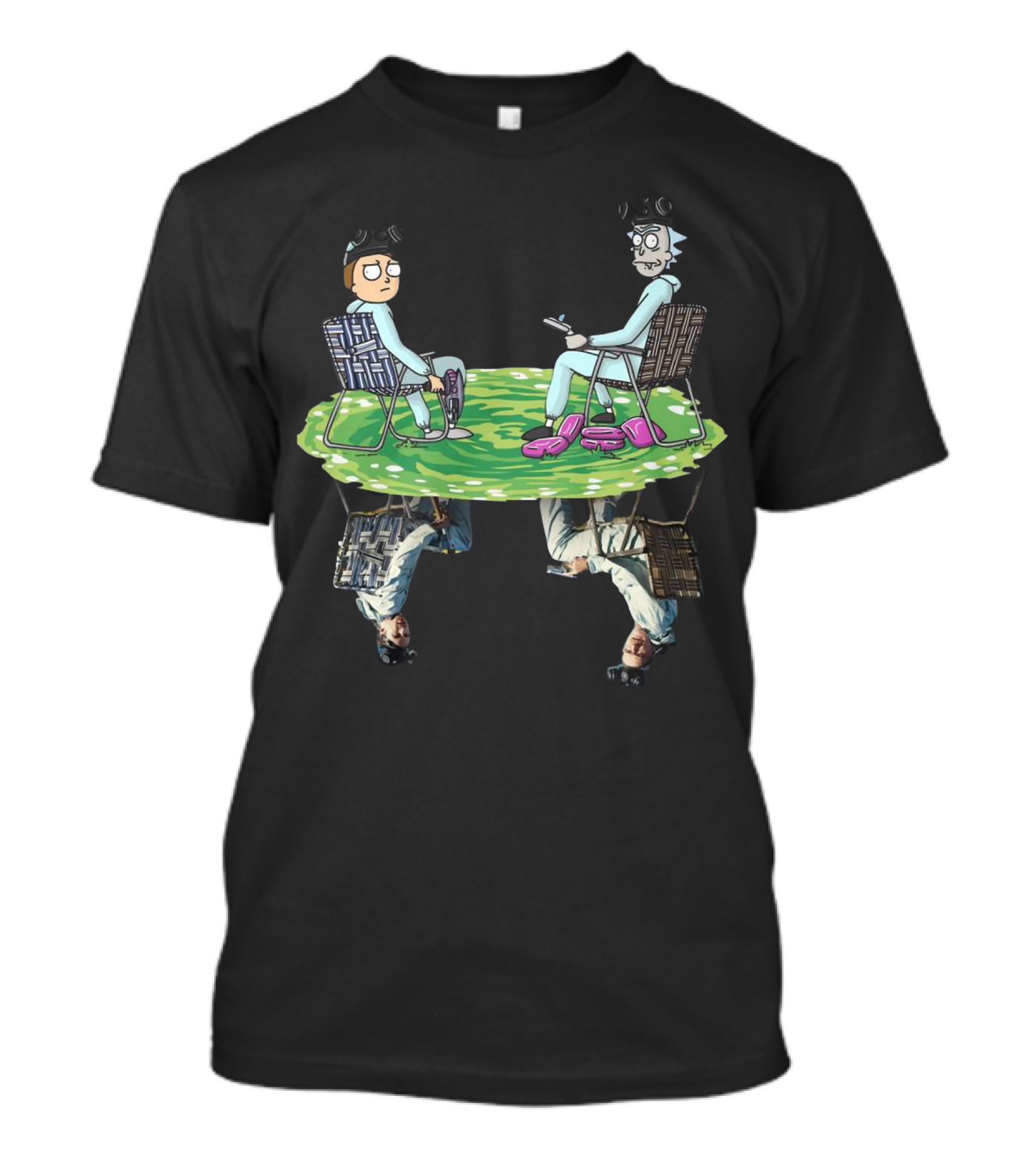 Rick And Morty Crossover Breaking Bad Walter And Jesse Reflection In Lawn Chairs T-Shirt