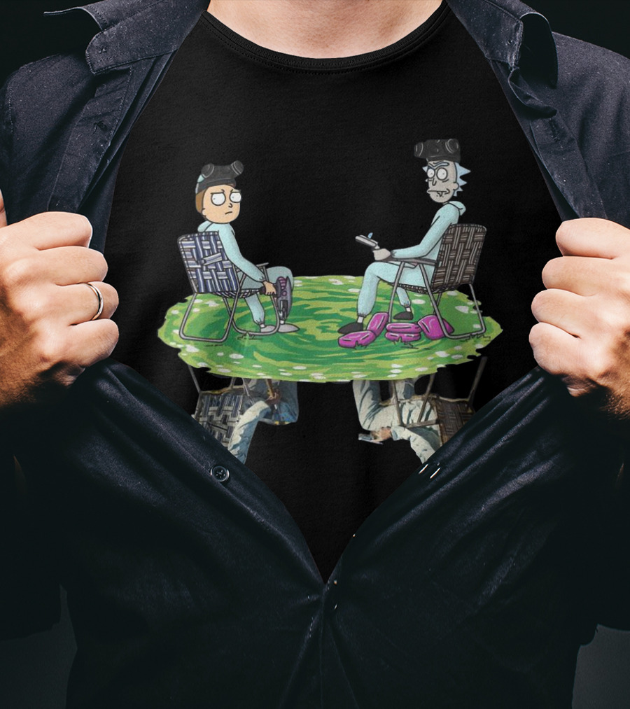Rick And Morty Crossover Breaking Bad Walter And Jesse Reflection In Lawn Chairs T-Shirt