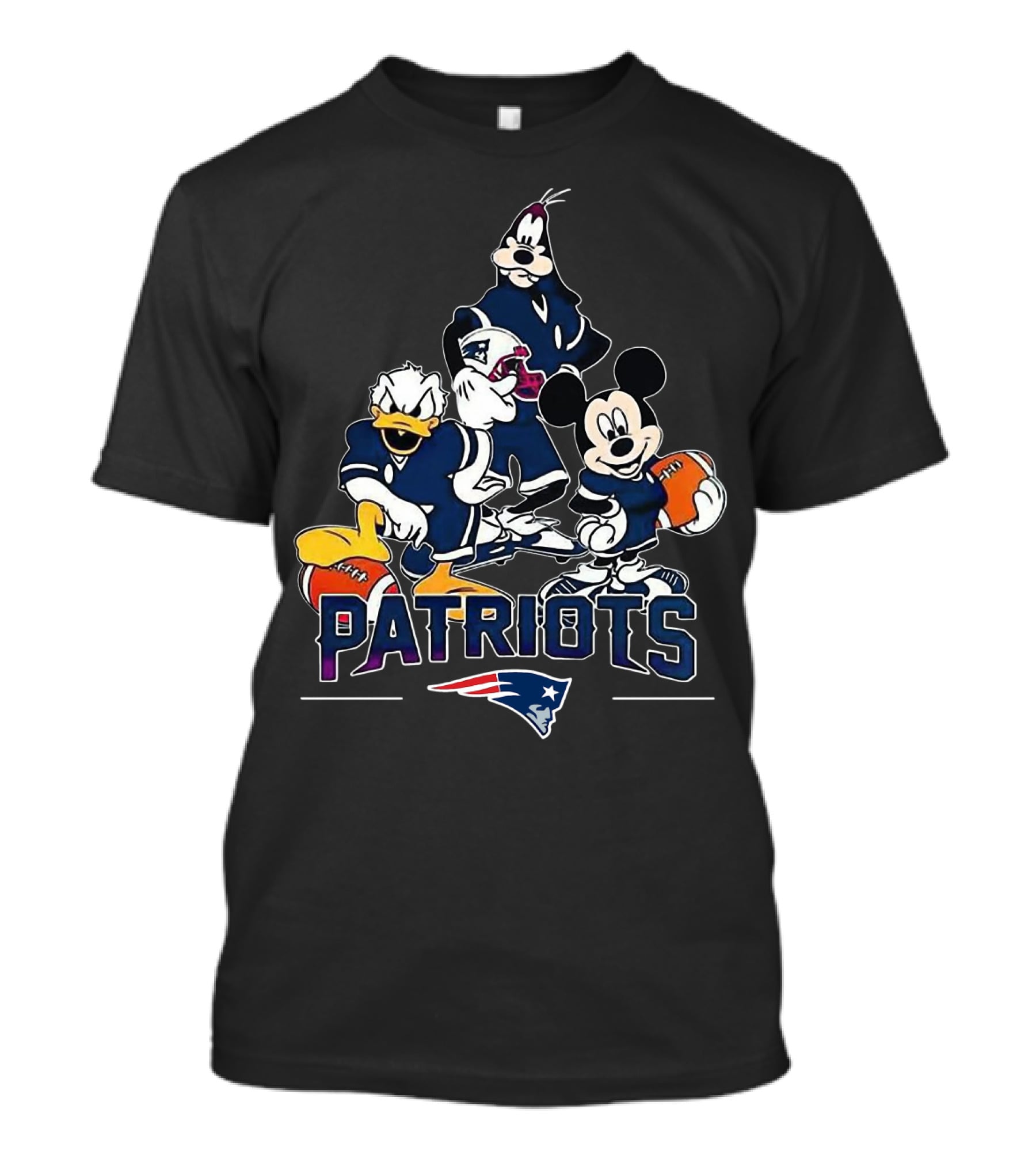 Mickey Mouse Donald Duck Goofy Patriots New England Football T-Shirt