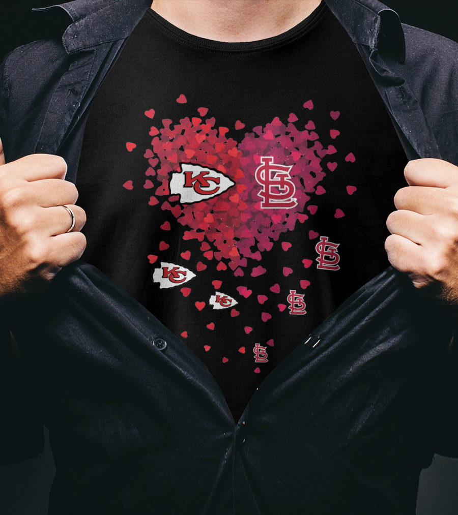Kansas City Chiefs St. Louis Cardinals Heart Logos Fan Love T-Shirt