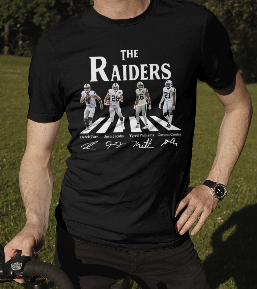 The Raiders Derek Carr Josh Jacobs Tyrell Williams Gareon Conley Abbey RoadIllustration T-Shirt