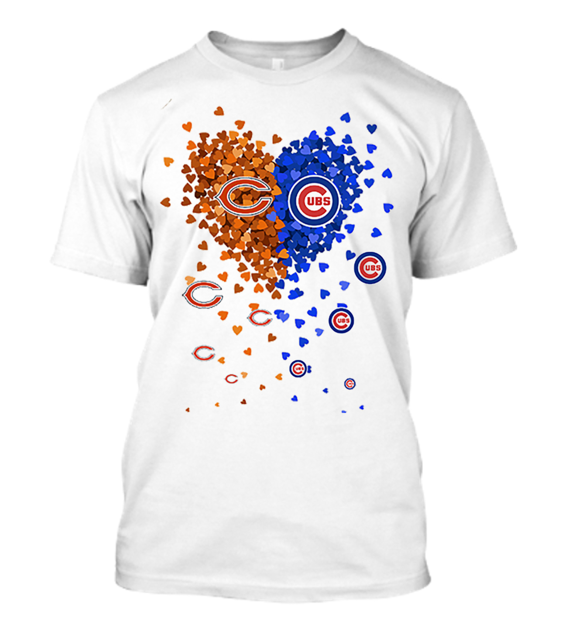 Chicago Bears Cubs Heart Logo Fusion T-Shirt