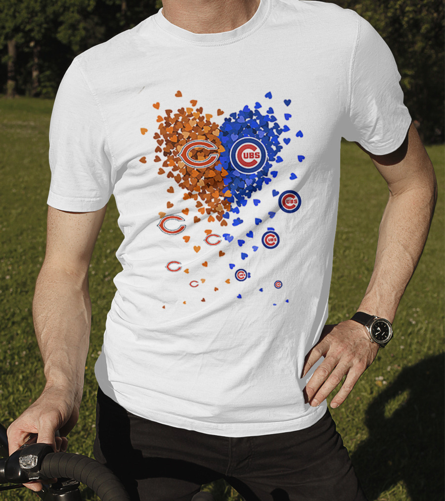 Chicago Bears Cubs Heart Logo Fusion T-Shirt