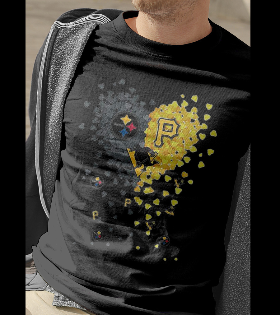 Pittsburgh Steelers Penguins Pirates Heart T-Shirt