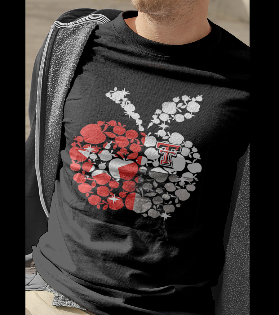 Texas Tech Red Raiders Apple Pattern State Flag T-Shirt