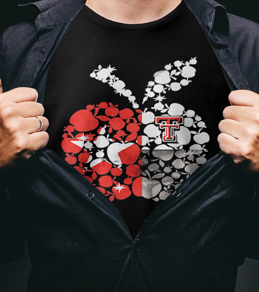 Texas Tech Red Raiders Apple Pattern State Flag T-Shirt
