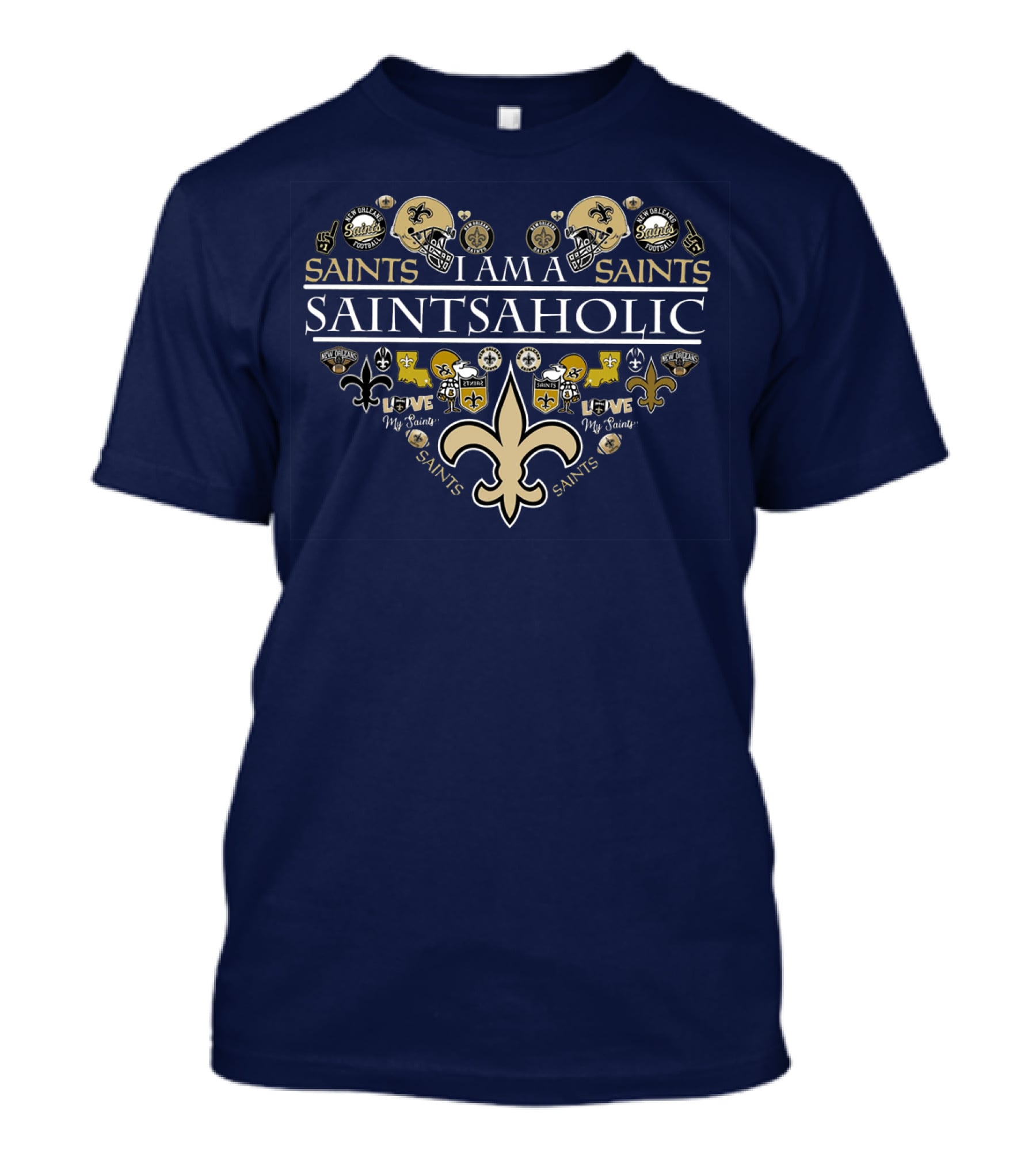 I Am A Saints Aholic Love My Saints Football Helmets Icons Fans T-Shirt