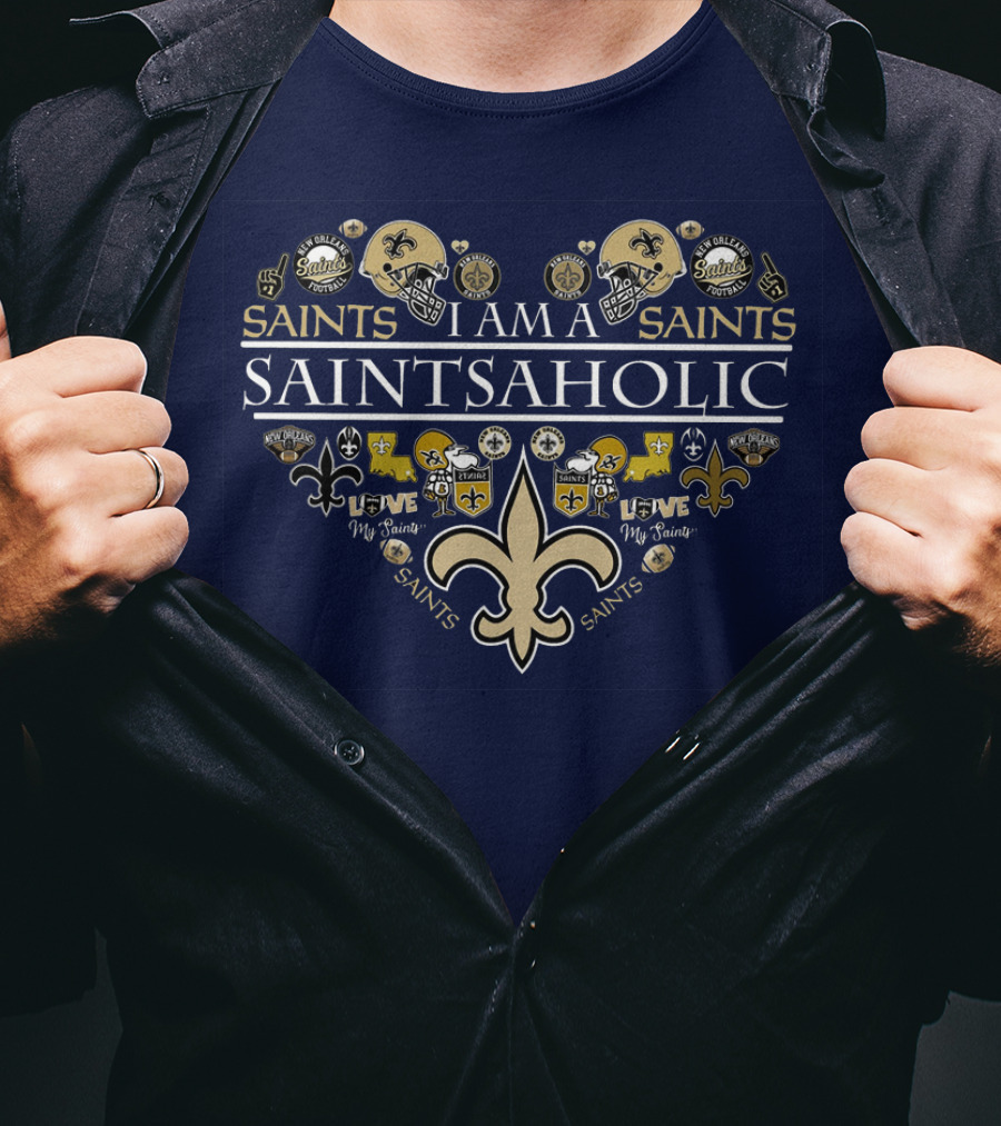 I Am A Saints Aholic Love My Saints Football Helmets Icons Fans T-Shirt