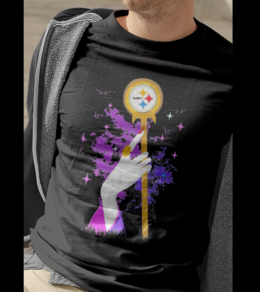 Pittsburgh Steelers Magic Wand With Logo Witches Theme T-Shirt