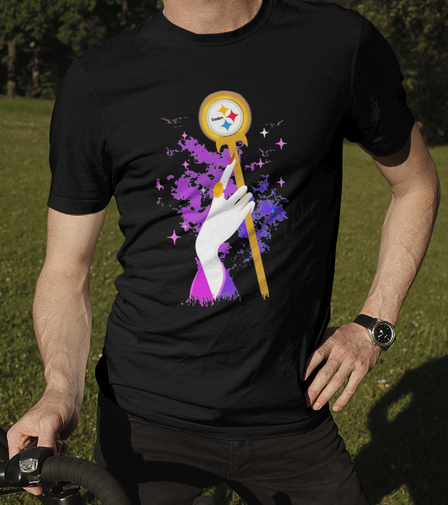 Pittsburgh Steelers Magic Wand With Logo Witches Theme T-Shirt