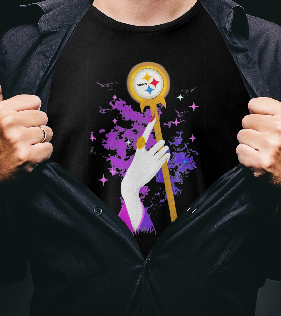 Pittsburgh Steelers Magic Wand With Logo Witches Theme T-Shirt