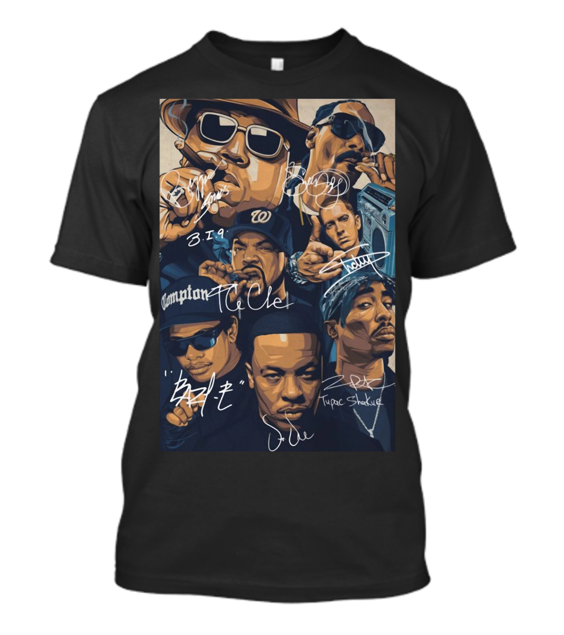 Rappers Tupac Shakur Snoop Dogg Notorious B.i.g. Ice Cube Eazy-E Dr. Dre Eminem Friends T-Shirt