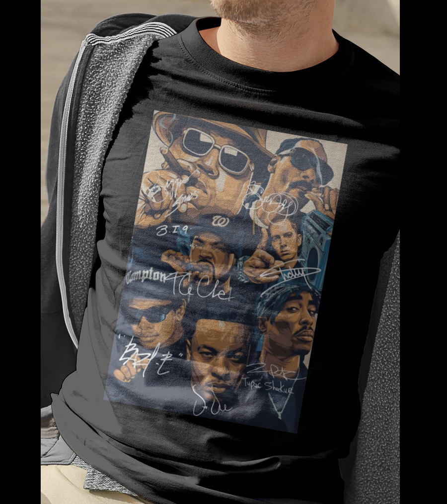 Rappers Tupac Shakur Snoop Dogg Notorious B.i.g. Ice Cube Eazy-E Dr. Dre Eminem Friends T-Shirt