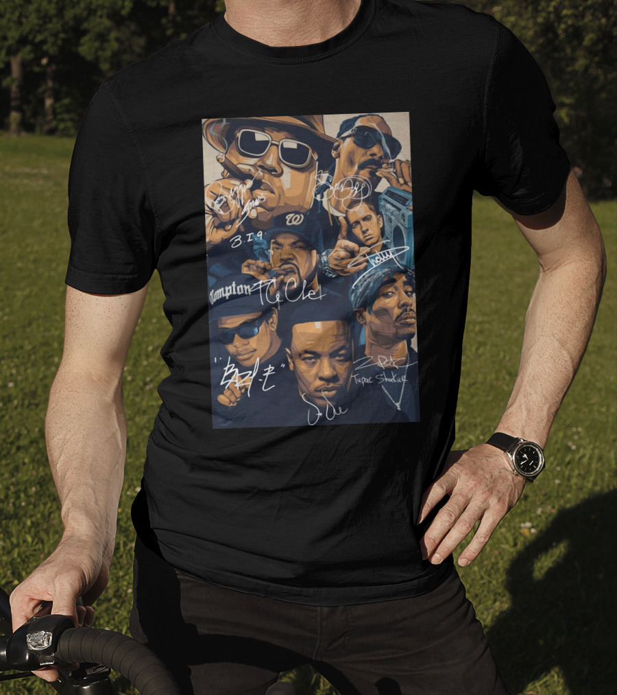 Rappers Tupac Shakur Snoop Dogg Notorious B.i.g. Ice Cube Eazy-E Dr. Dre Eminem Friends T-Shirt