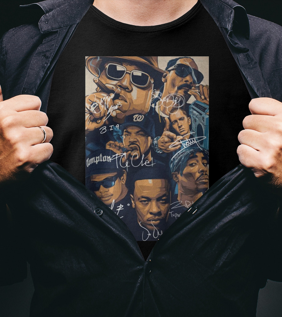 Rappers Tupac Shakur Snoop Dogg Notorious B.i.g. Ice Cube Eazy-E Dr. Dre Eminem Friends T-Shirt