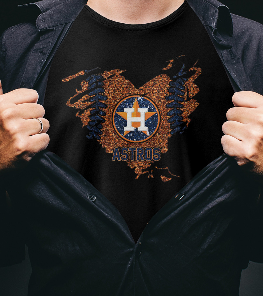 Houston Astros Glitter Heart Baseball T-Shirt