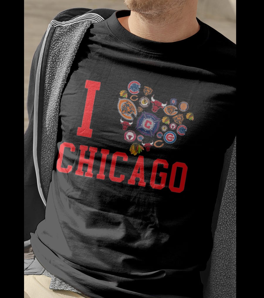 I Chicago Bulls Cubs Bears Blackhawks Fire Sports T-Shirt