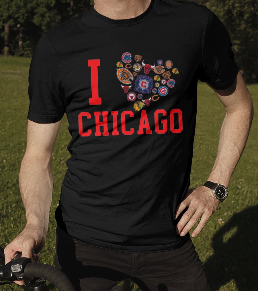 I Chicago Bulls Cubs Bears Blackhawks Fire Sports T-Shirt