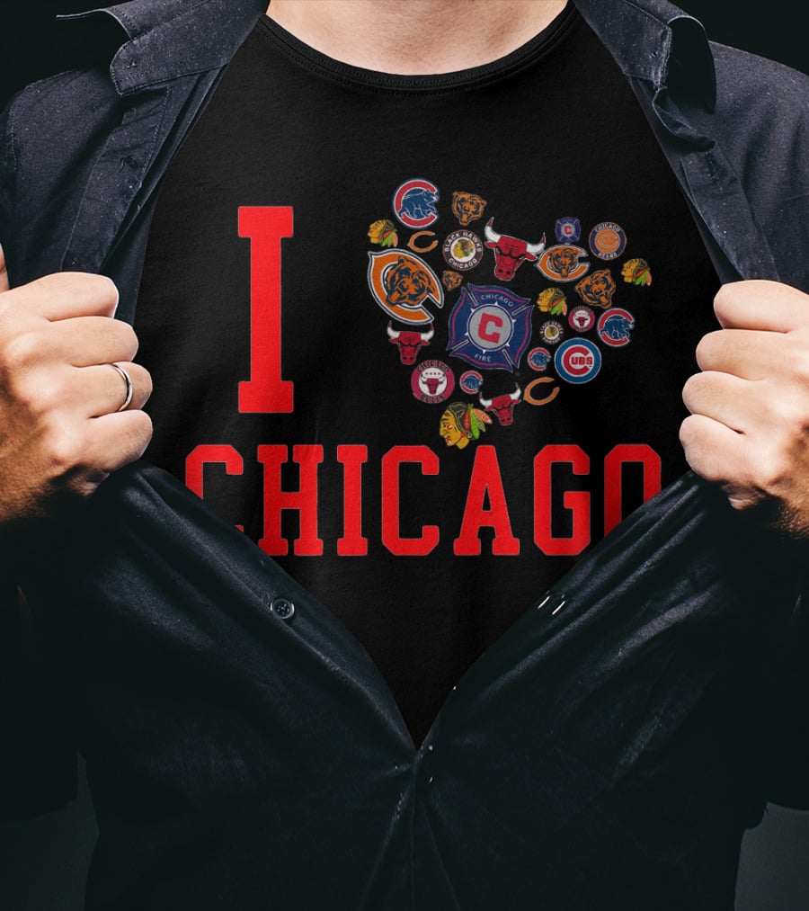 I Chicago Bulls Cubs Bears Blackhawks Fire Sports T-Shirt