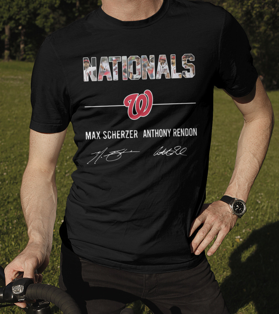 Nationals Max Scherzer Anthony Rendon Washington Team Logo Signatures T-Shirt