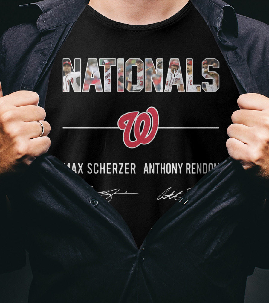 Nationals Max Scherzer Anthony Rendon Washington Team Logo Signatures T-Shirt