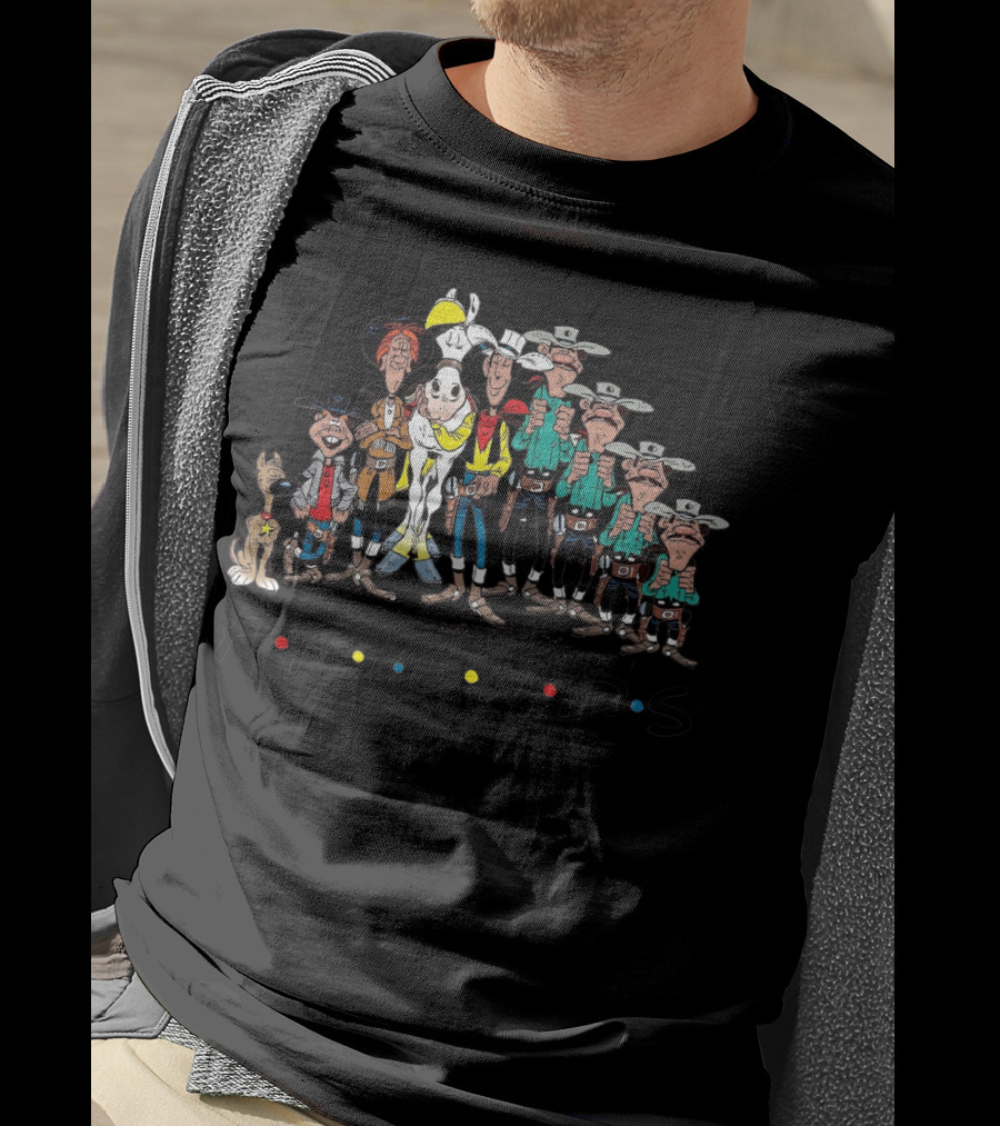Lucky Luke Friends Cowboys Text Western T-Shirt