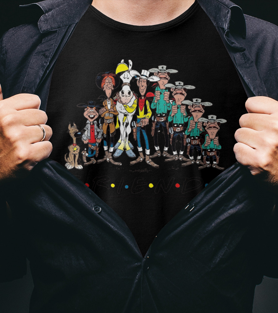Lucky Luke Friends Cowboys Text Western T-Shirt