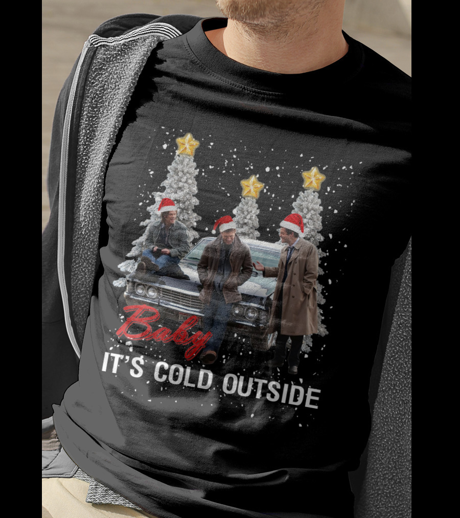 Supernatural Baby It’s Cold Outside Christmas Theme With Characters And Car T-Shirt