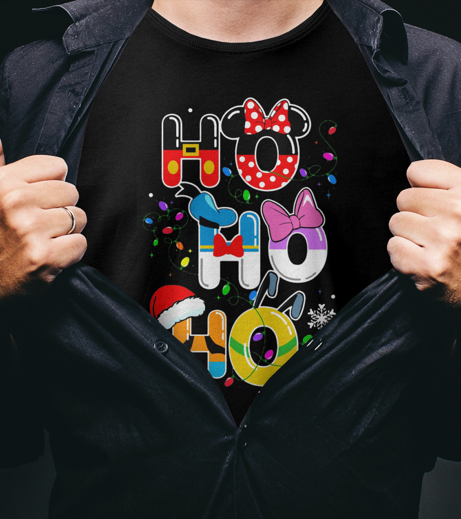 Ho Ho Ho Disney Mickey Minnie Donald Daisy Goofy Pluto Christmas T-Shirt
