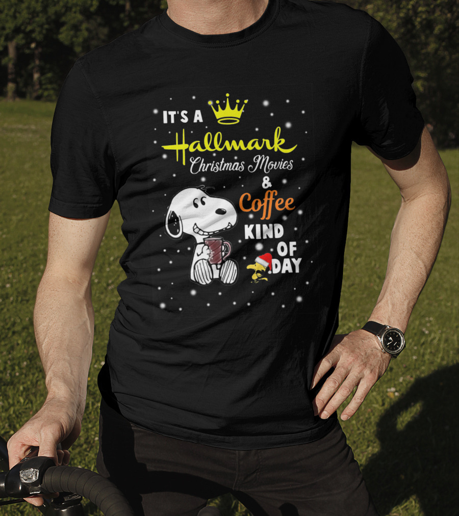 Snoopy Hallmark Christmas Movies And Coffee Kind Of Day Snowflakes T-Shirt