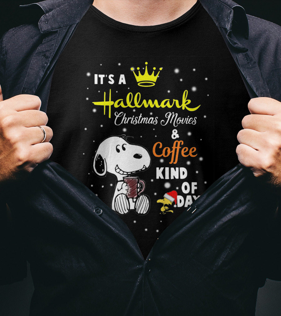 Snoopy Hallmark Christmas Movies And Coffee Kind Of Day Snowflakes T-Shirt
