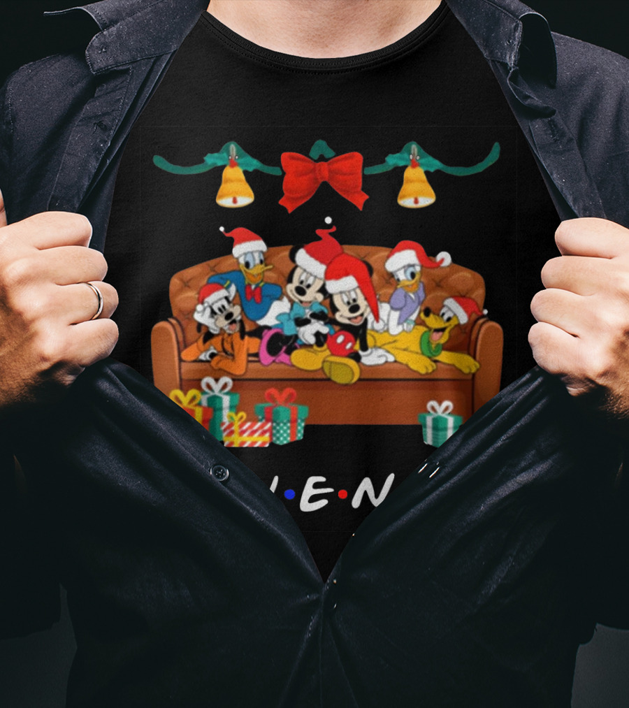Disney Characters Christmas Friends TV Show Couch Scene T-Shirt