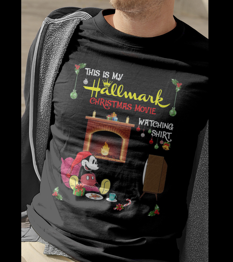 This Is My Hallmark Christmas Movie Watching Shirt Mickey Mouse Cozy Holiday Scene T-Shirt