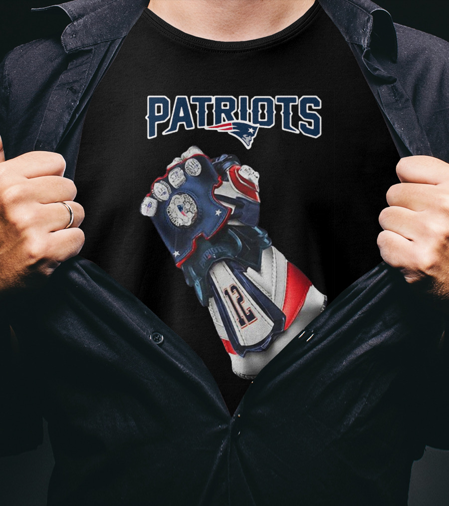 Patriots New England Infinity Gauntlet Football Tribute With Number 12 T-Shirt