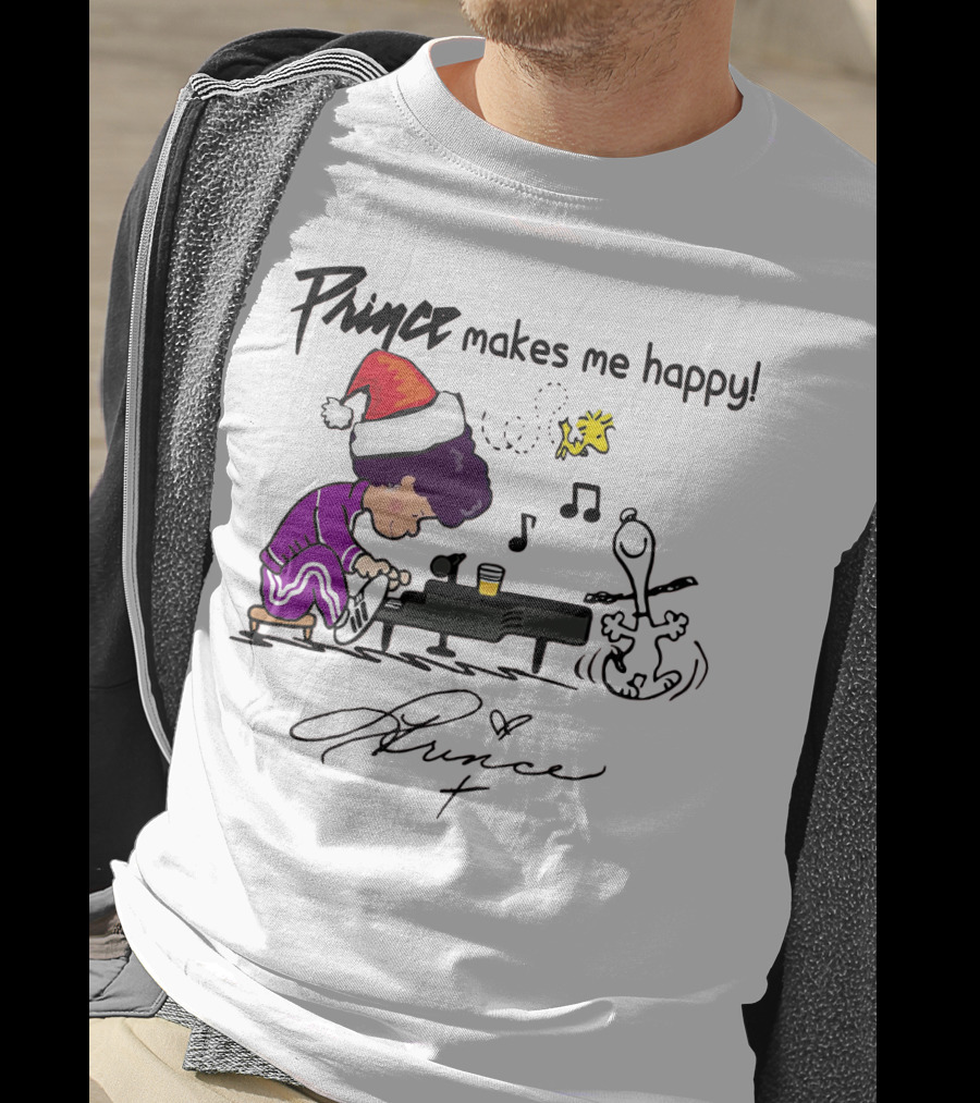 Prince Makes Me Happy Schroeder Snoopy Peanuts Christmas T-Shirt