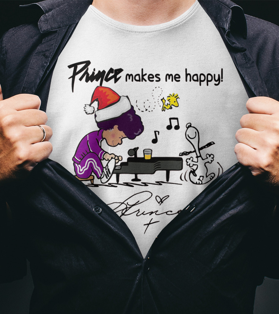 Prince Makes Me Happy Schroeder Snoopy Peanuts Christmas T-Shirt