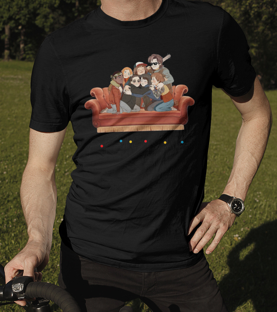 Stranger Things Characters Couch Hug Friends T-Shirt