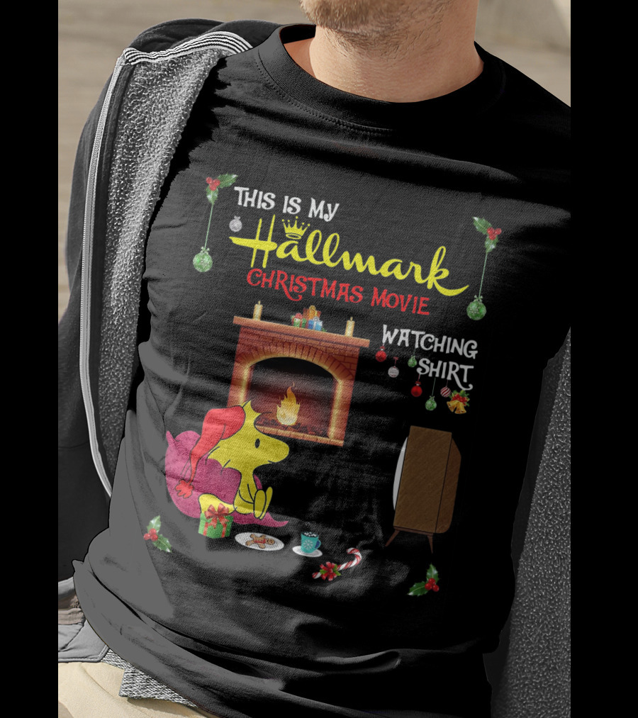 This Is My Hallmark Christmas Movie Watching Shirt Woodstock Fireside Holiday Snuggle Scene T-Shirt