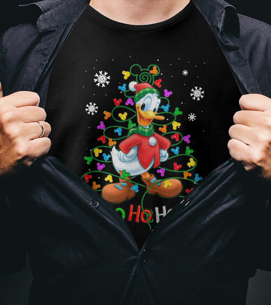 Donald Duck Ho Ho Ho Christmas Lights Snowflakes T-Shirt