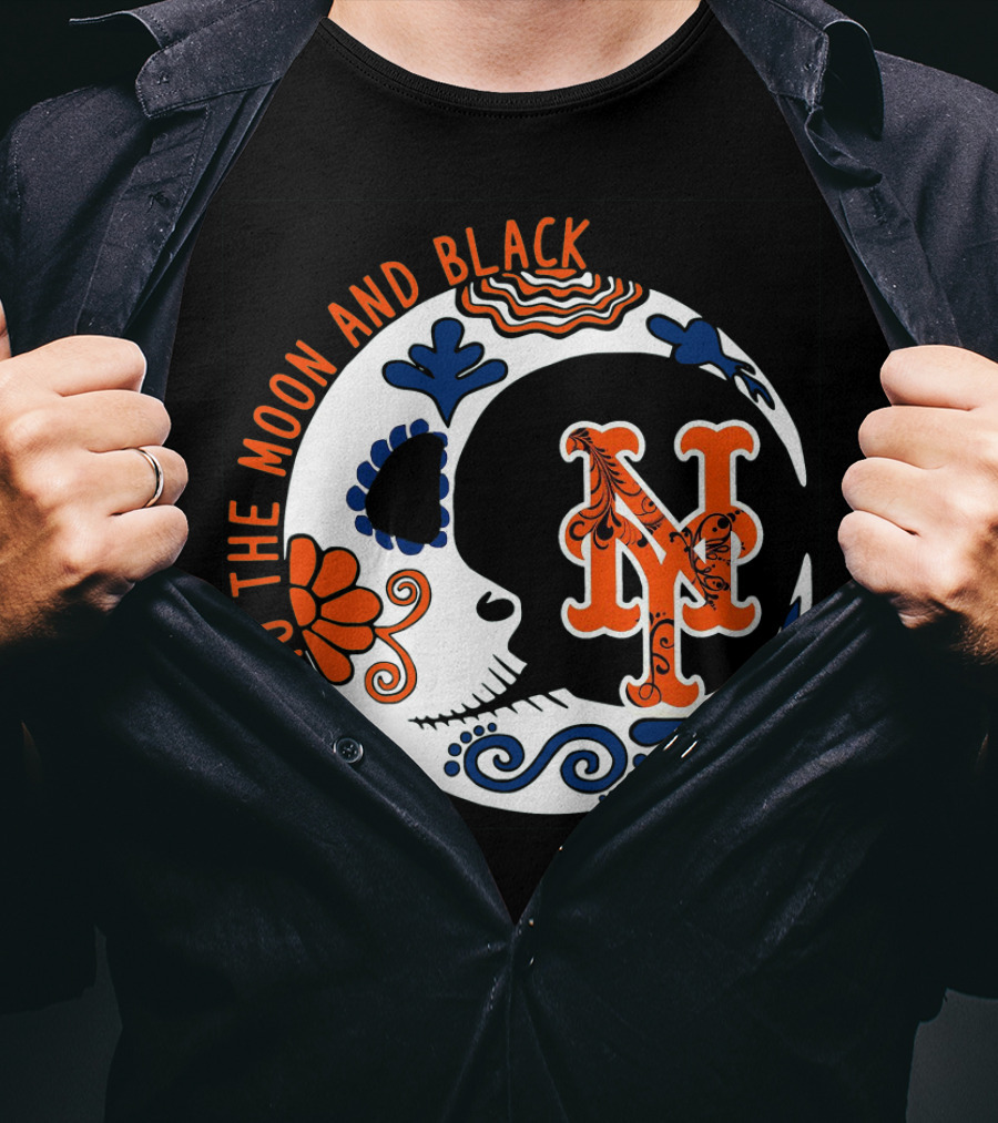 New York Mets I Love To The Moon And Black T-Shirt