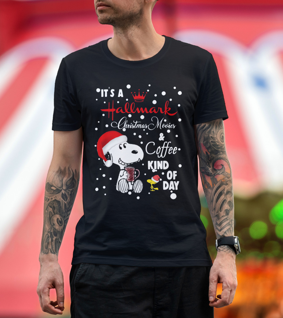 It's A Hallmark Christmas Movies And Coffee Kind Of Day Snoopy And Woodstock T-Shirt