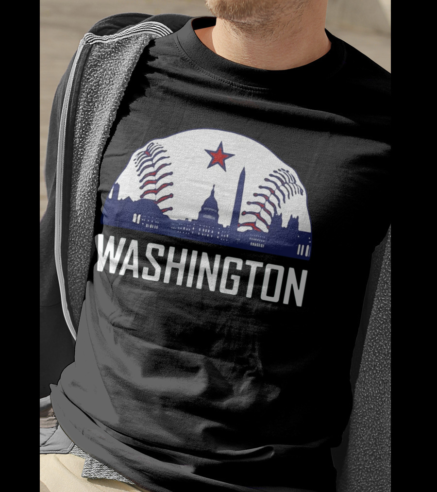 Washington DC Baseball Hometown Skyline National Capitol Star T-Shirt