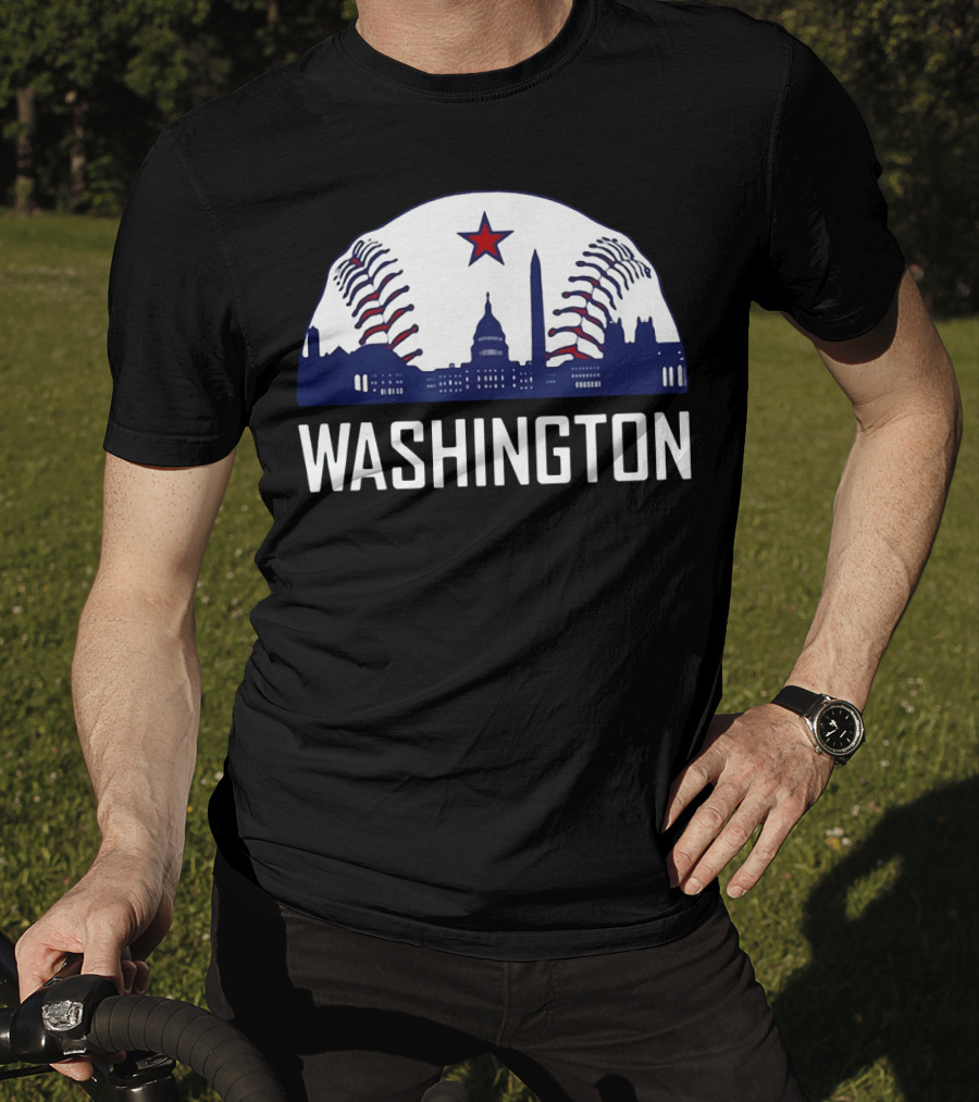 Washington DC Baseball Hometown Skyline National Capitol Star T-Shirt