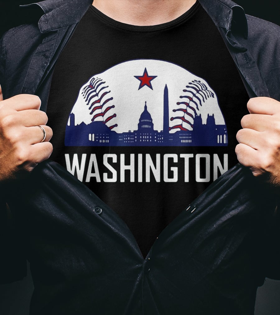 Washington DC Baseball Hometown Skyline National Capitol Star T-Shirt