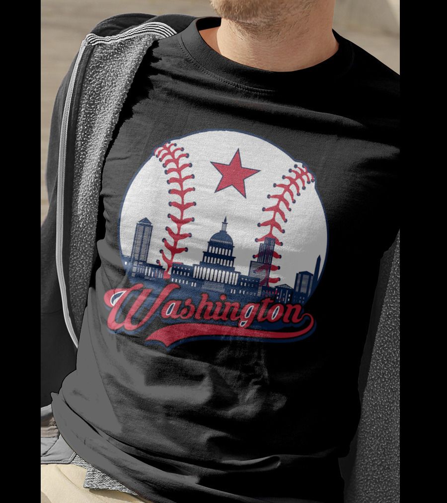 Washington Nationals Baseball Cityscape Capitol Star T-Shirt
