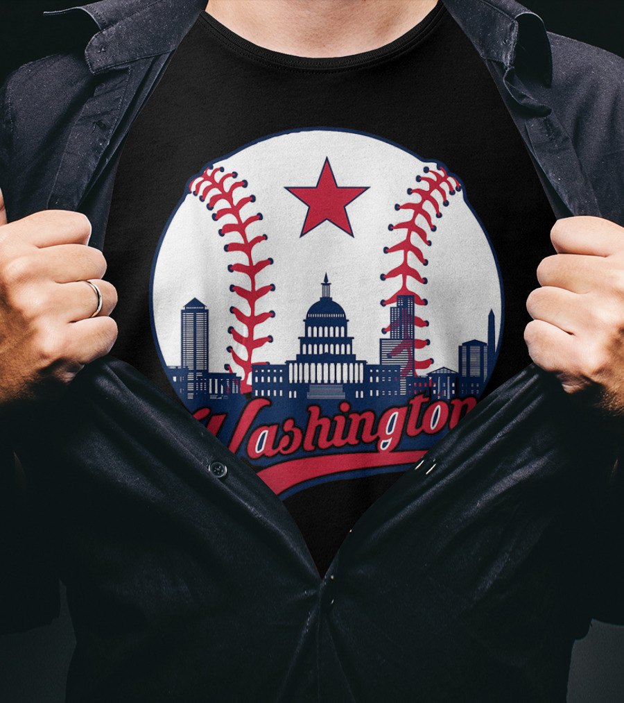 Washington Nationals Baseball Cityscape Capitol Star T-Shirt
