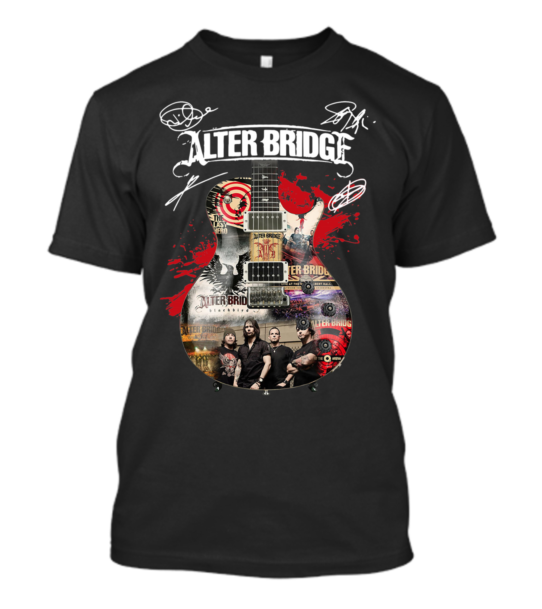 Alter Bridge Rock Band Collage Guitar T-Shirt