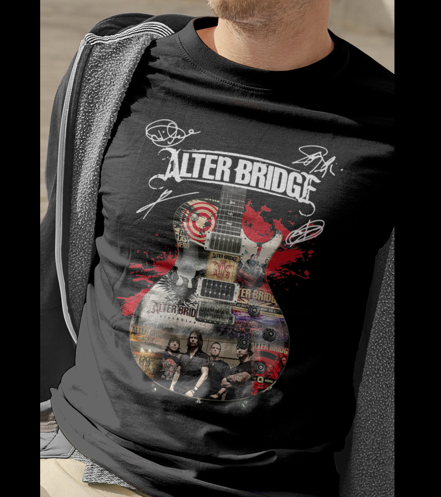 Alter Bridge Rock Band Collage Guitar T-Shirt