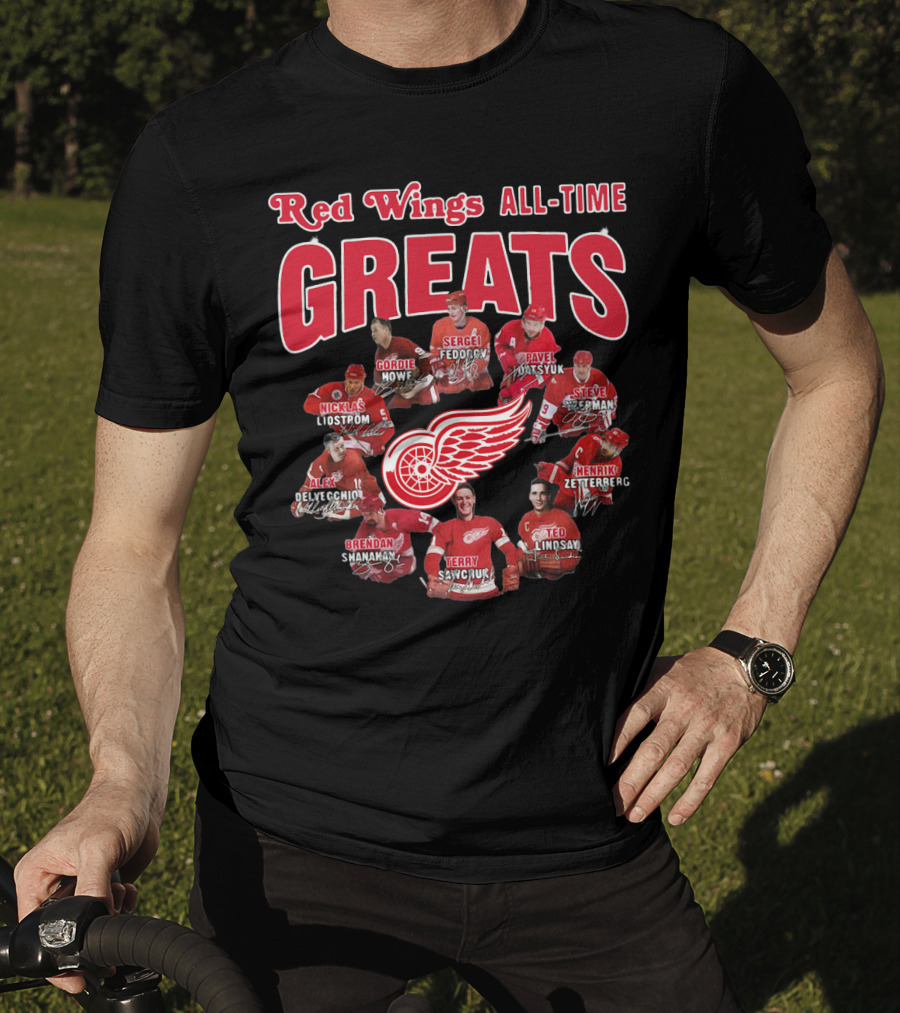 Red Wings All-Time Greats Legends Hockey Players T-Shirt